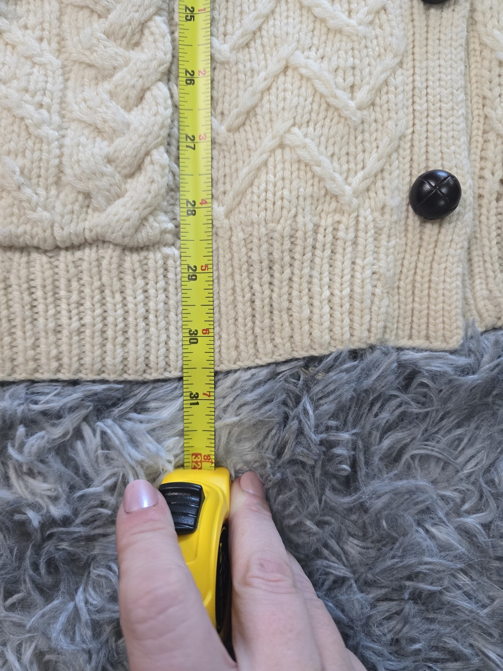 Orvis Cream Cable-Knit Button Cardigan Sweater - Picture 11 of 11